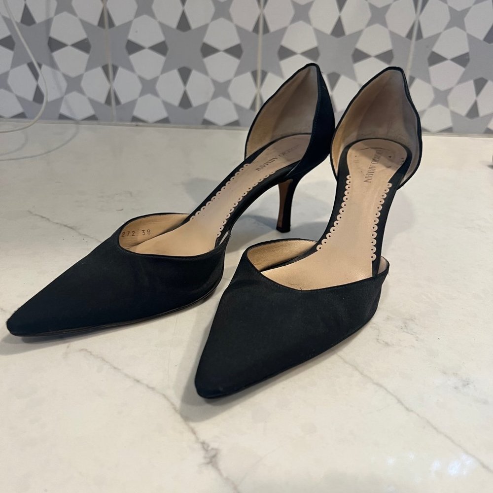 Armani timeless black satin d'orsay size 38 EU (8 US)